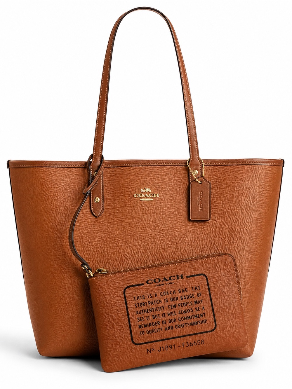 COACH City Tote Reversible Leather Handbag NWT & Wrist Zip Pouch Set - Picture 9 of 10